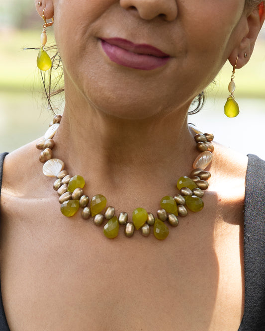 Olive Essence Necklace & Earring Set