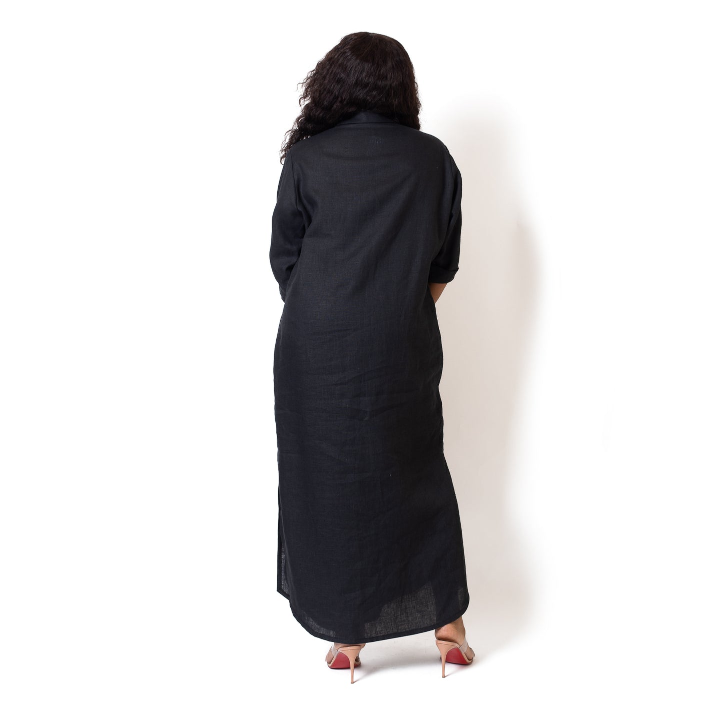 Nancy belted linen off shoulder dress