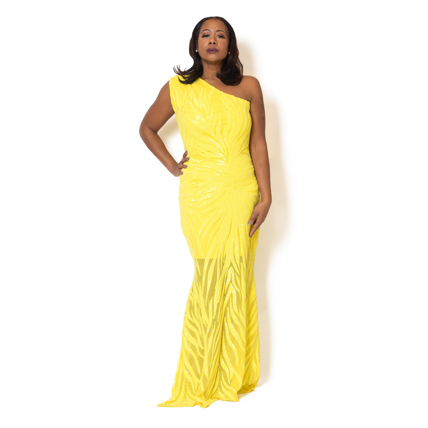 Vicky Yellow One Shoulder Dress
