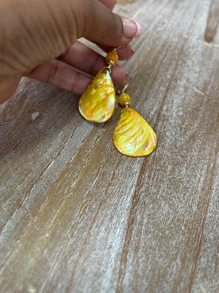 Yellow Mother of Pearl Earrings